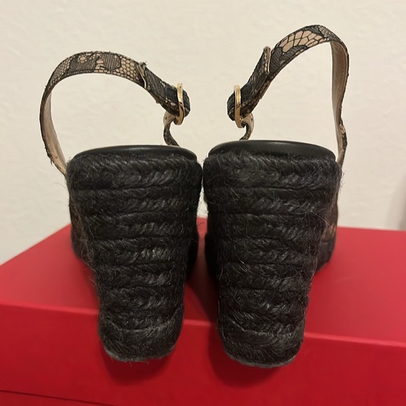VALENTINO Black Lace Slingback Wedges/Espadrilles/Heels 39/9 - Picture 6 of 7